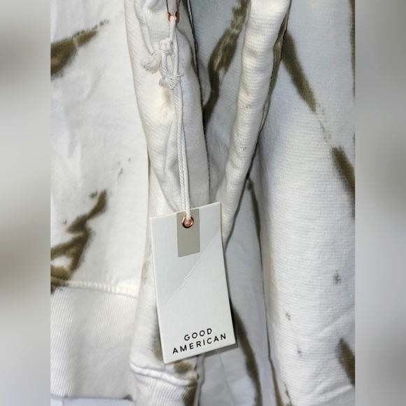 GOOD AMERICAN Tie-dyed Army Green cotton-fleece sweatshirt Size 5, 12 US - Picture 10 of 16